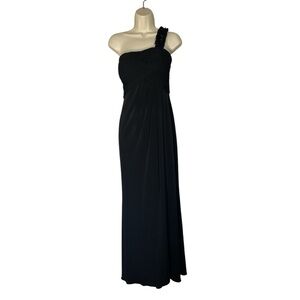 JS Boutique Elegant Black Gown w 1 shoulder strap size 14